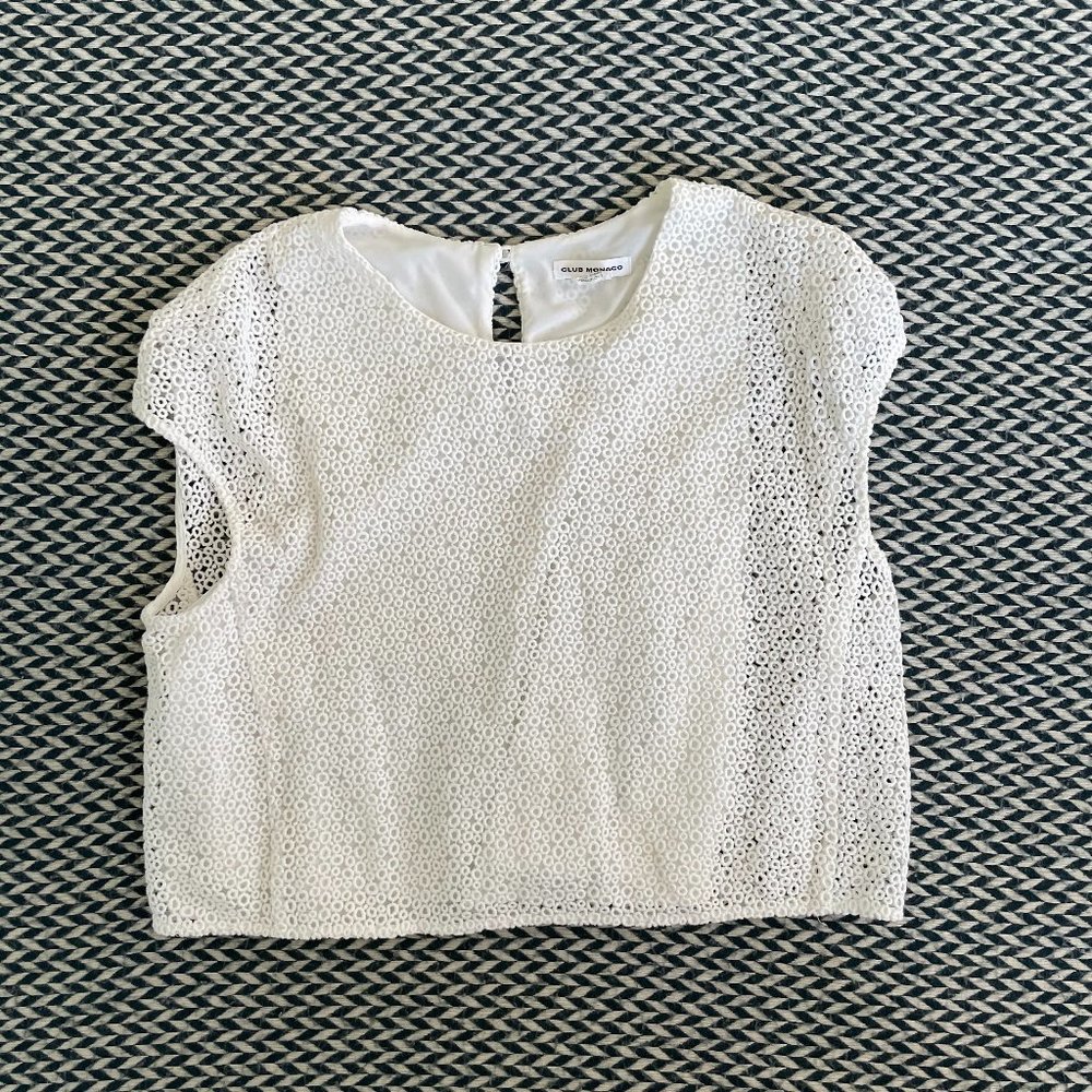 Club Monaco White Eyelet Crop Top
